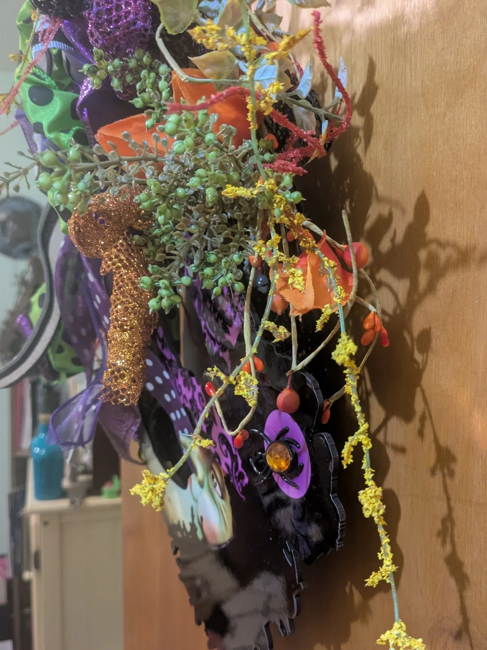 Halloween Witch Face Decorative Wreath - Purple & Green